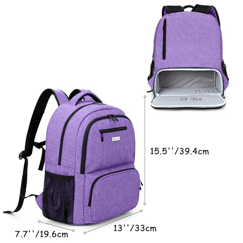 CURMIO CPAP Backpack Compatible with ResMed AirSense 9 10 11, Purple | CPAP Supplies Storage Bag with Chest Belt for Power Supply, Mask, Headgear strap, Tubes, Empty Bag - color: Purple