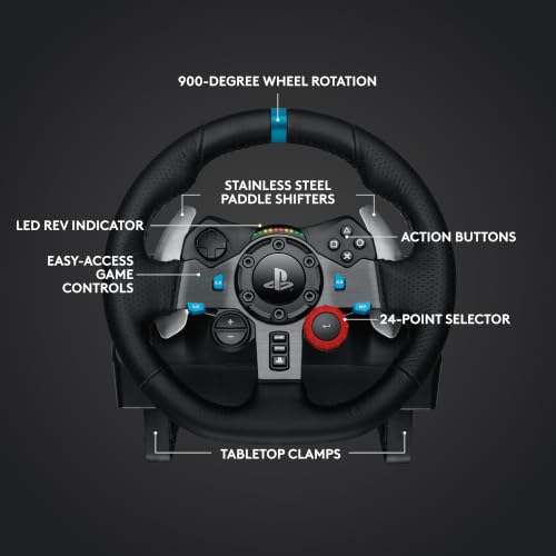 Logitech G G29 SE Driving Force Racing Steering Wheel and Pedals, Force Feedback, Genuine Leather Driving Force Shifter - for PS5, PS4 and PC, Mac - Black - style: PlayStation | PC