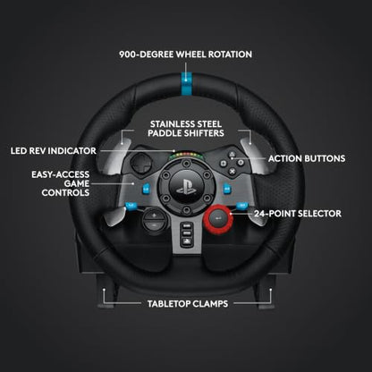 Logitech G G29 SE Driving Force Racing Steering Wheel and Pedals, Force Feedback, Genuine Leather Driving Force Shifter - for PS5, PS4 and PC, Mac - Black - style: PlayStation | PC