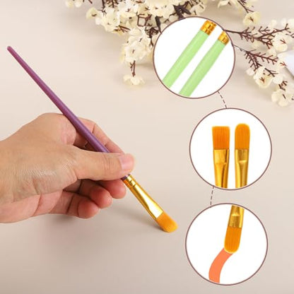 PATIKIL Paint Brushes Set, 200Pcs Acrylic Paint Brush Nylon Hair for Watercolor Oil Painting Miniature Detailing Rock Painting, Green - color: Green