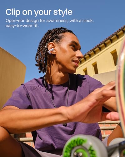 SHOKZ OpenDots Air Open-Ear Clip-On Bluetooth Earbuds, Black, Touch Control | Bluetooth 6.1, 36 hours. Battery, IP55, deep bass, clear calls, secure fit, work and sports - color: Black