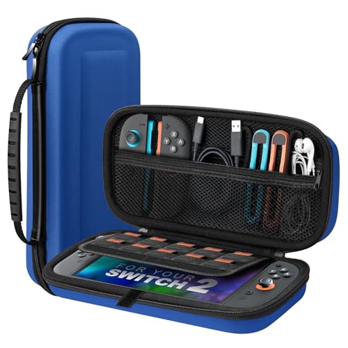 TiMOVO Carrying Case for Nintendo Switch 2 (2025),Dark Blue | Large Capacity, Hard Shell Protective, 10 Game Card Slots, Pockets for Console & Accessories, Portable Travel Pouch - color: Dark Blue, size: 10 Slots