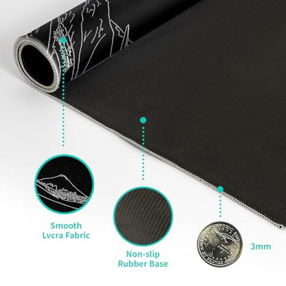 Japanese Sea Wave Large Mouse Pad Abstract Black Mouse Pad 31.5x11.8 Inch Black Kanagawa Texture Non-Slip Rubber Base Large Ocean Mousepad Stitched Edge Keyboard Mouse Mat Desk Pad for Office and Home - color: Japanese Sea Wave1