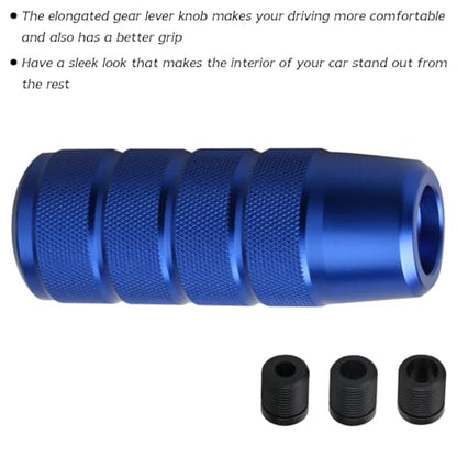Osilly 3.74 Inch Aluminum Shift Knob with 3 Threaded Adapters, Blue | aluminum alloy construction, ergonomic extended grip, supplied adapters, for manual and select automatic cars, interior parts - color: Blue