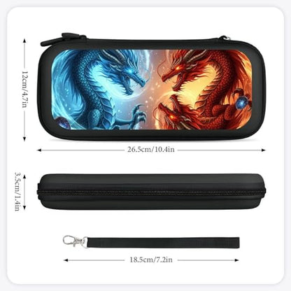 PPIKTC Carrying Case Protector Bag Compatible with Nintendo Switch, Hard Shell Game Console Organizer, Cool Fire And Ice Dragon - color: Design (204)
