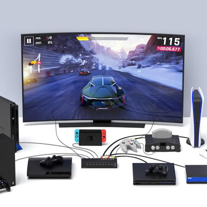 8-Input to 1-HDMI-Output Converter (Consisting of 4 AV Inputs and 4 HDMI Inputs) Switchbetween Quick Different Sources(8 in-1 Out) - style: 4HDMI+4AV to HDMI Converter