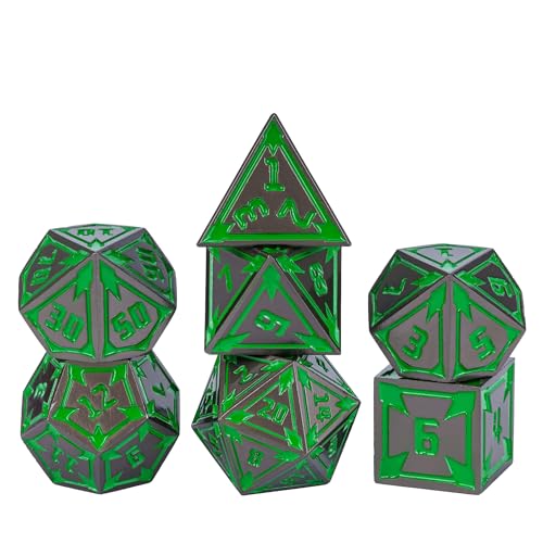 UDIXI Metal DND Dice Set, Metal Polyhedral Dice D&D for Board Games (Black) | 7-Pieces, Lozenge Pattern, Zinc Alloy Material, Gorgeous Gift Case, DM Gift, for Dungeons and Dragons Role Playing Games - color: Black