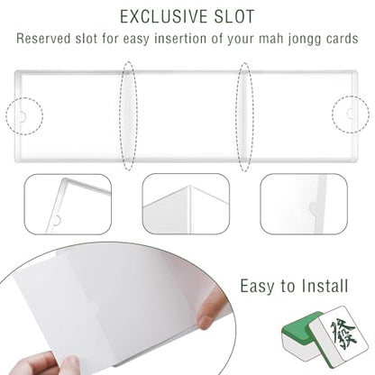 4Pack Mahjiang Card Covers Sleeves,Fit Large Print Size(6 1/8”x 4 3/4”) | Mahjiang Card Sleeve,Mahjiang Card Holder ,Durable Protective Cover Holder,Clear Sleeves for Mahjiang Card Protector Set
