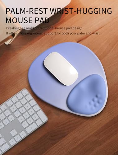 Palm-Rest and Wrist-Hugging Mouse Pad Wrist Rest, Ergonomic Wrist Support with Curve Fitting Cushioned Memory Foam for Carpal Tunnel Pain Relief, 9.9 x 8.3 Inch, Purple Ombre - color: Purple Ombre