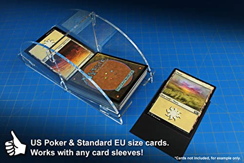 LITKO Standard Card Deck Holder | Draw & Discard, 75-100 | US/EU 70x100mm | Playing card tray for Magic, Pokémon & TCGs | Angled finger notch | Snap-fit, no glue | Laser-cut acrylic - color: Clear, size: Holds 75-100 Standard Cards. Draw & Discard Piles