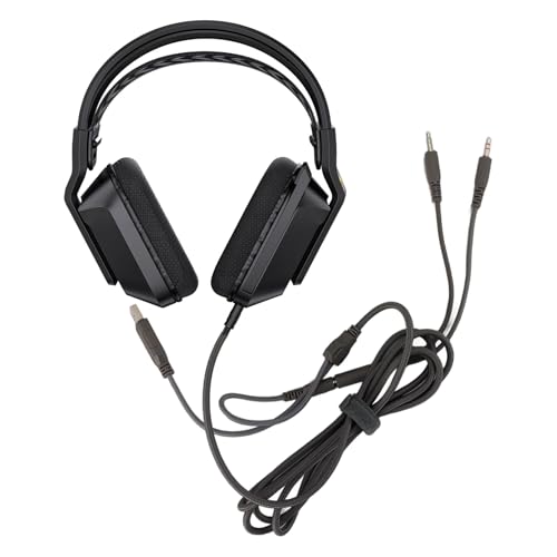 Keenso Wired Gaming Headset, ABS PC Gaming Headset with 50mm Drivers, Memory Foam Ear Cushions, Adjustable Headband, Rotatable Mic for PC Laptop Console Mobile Users (Black)