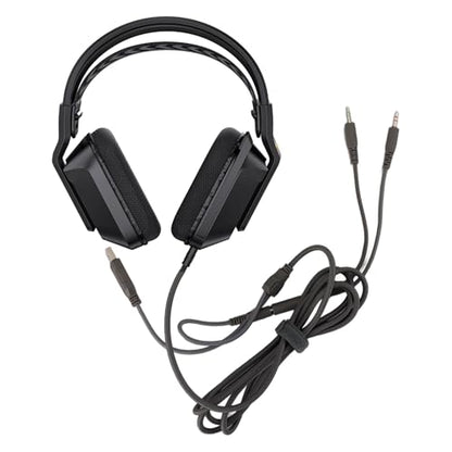 Keenso Wired Gaming Headset, ABS PC Gaming Headset with 50mm Drivers, Memory Foam Ear Cushions, Adjustable Headband, Rotatable Mic for PC Laptop Console Mobile Users (Black)