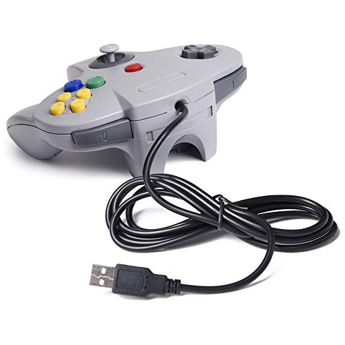 miadore 2 Pack USB Wired N64 Controller, Classic N64 PC Gamepad Joystick Controller for Windows PC MAC Linux Raspberry Pi 3 (Black/Gray) - color: Black/Gray