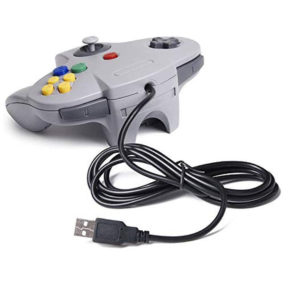 miadore 2 Pack USB Wired N64 Controller, Classic N64 PC Gamepad Joystick Controller for Windows PC MAC Linux Raspberry Pi 3 (Black/Gray) - color: Black/Gray