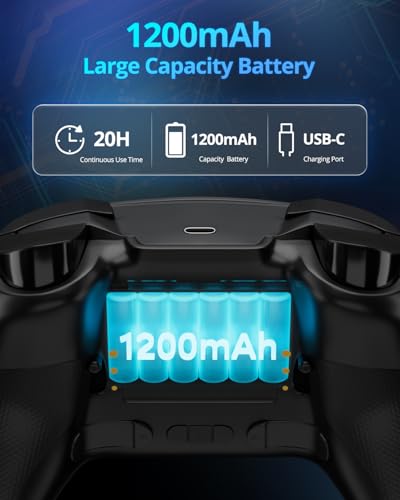 Multi-Platform Wireless Controller, PC Gaming Controller with 2.4G Adpater/Hall Joysticks/Hall Triggers/1200 mAh Battery/4 Programmable Buttons/RGB Lighting, Compatible with PC Windows 7/8.1/10/11, Switch/OLED/Lite, iOS, Android, Steam-Black - color: Blac