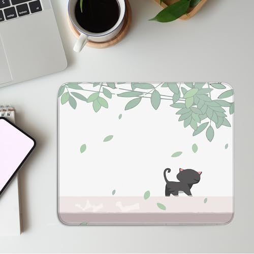 Cute Black Cat Square Mouse Pad,Anime Cat Mouse Pads for Wireless Mouse Desk Accessories,10"X8" Travel Mousepad with Non-Slip Rubber Base, Stitched Edge Mouse Pads for Desk,Computers,Laptop,Office - color: S-14