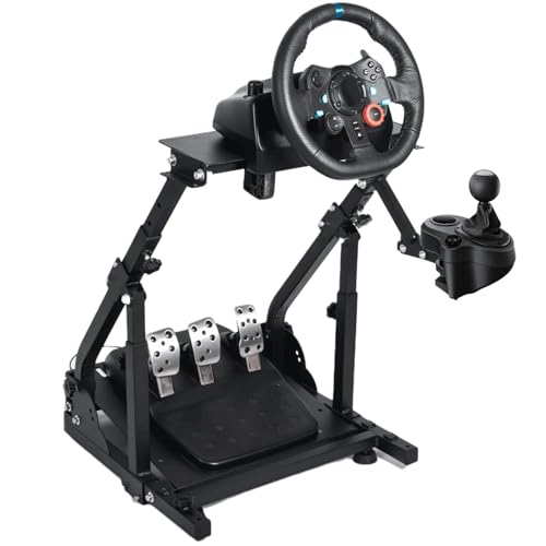 Anman Racing Wheel Stand PRO Fit for Logitech G27 G29 G920,for Fanatec,for Thrustmaster Adjustable Height Gaming Steering Wheel Mount Racing Simulator Cockpit Foldable Without Pedal and steering Wheel