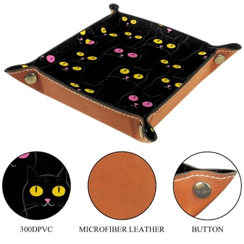 Dice Trays Black Cats Holder Storage Box for Dice Games Like RPG DND, Leather Dice Holder Portable Folding Rolling Dice Tray, 16x16cm - color: Multi 7