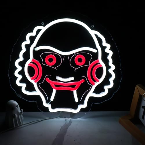 Saw - Billy Neon Signs for Wall Decor, Dimmable Mask Neon Lights with USB Power Decoration for Game Room Garage Man Cave Birthday Party Bar Home Halloween Gift12.8 * 12inch - color: S-Saw
