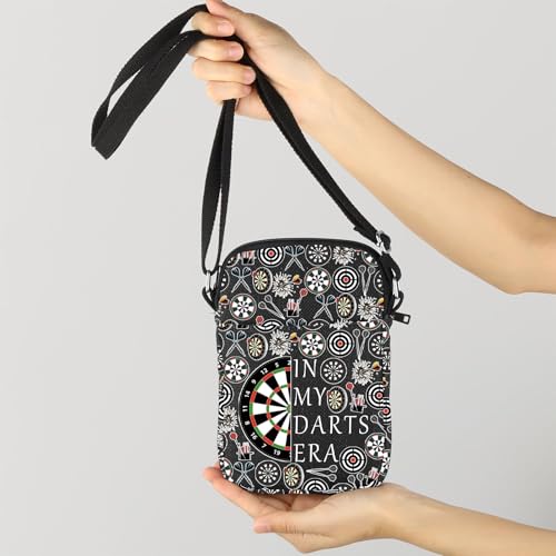 MNIGIU Funny Dart Gift For Dart Player In My Darts Era Crossbody Bag Dartboard Paint Shoulder Bag Dart Game Queen Gift - color: In My Darts Era Black