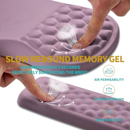 Hokafenle 2 in 1 Ergonomic Mouse Pad Wrist Support & Wrist Rest for Computer Keyboard Set, with Relieve Carpal Tunnel Pain Massage Bulge and Full Memory Gel Design (2In1 Set, Purple) - color: Hk009-purple