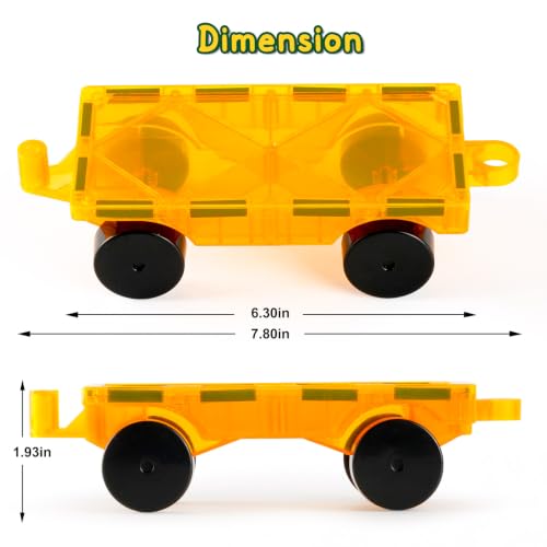 Bmag 4 PCS Magnetic Tiles Car Base Accessories, Compatible with Most Standard Magnetic Building Tiles, Sealed Magnet Car Bases, STEM Building Expansion Kit for Kids Aged 3+ - size: 4 cars