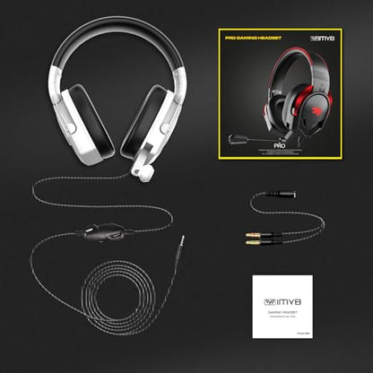 IMYB A88 Gaming Headset with Microphone, Stereo Wired Noise Cancelling Over-Ear Headphones with Mic for Pc, Ps5, Xbox One Series X/s, Ps4, Computer, Laptop, Mac, Nintendo, Gamer (White) - color: White