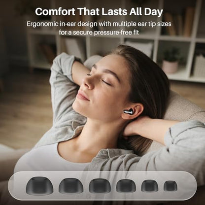 TOZO Hybrid Active Noise Cancelling Wireless Earbuds 6 Mics AI Clear Call | 68H Playtime LED Display 32 Preset EQs App Bluetooth 5.3 IPX8 Waterproof Ear Buds - color: Black