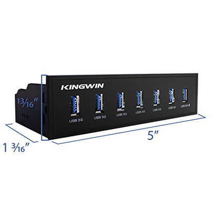 Kingwin Front Panel USB 3.0 Hub 7 Port & One Fast Charging USB 2.1A Charging Port - size: 7 Port USB Hub