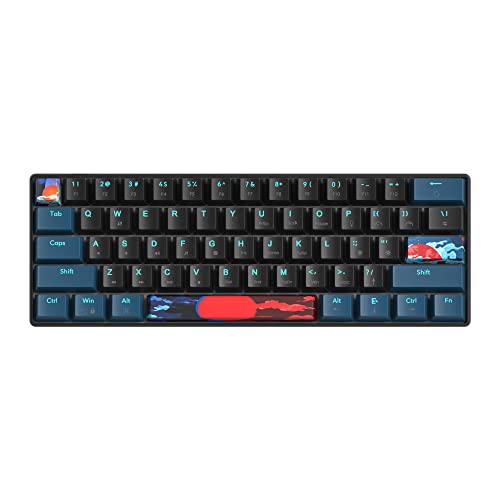 Protable 60% Percent Gaming Keyboard Mechanical, Mini Compact Backlit 61 Keys Wired Office Keyboard with Red Switch for Mac/Win (Monstor Black/red Switch 61) - color: Monstor black /red Switch 61