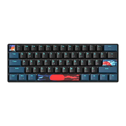 Protable 60% Percent Gaming Keyboard Mechanical, Mini Compact Backlit 61 Keys Wired Office Keyboard with Red Switch for Mac/Win (Monstor Black/red Switch 61) - color: Monstor black /red Switch 61