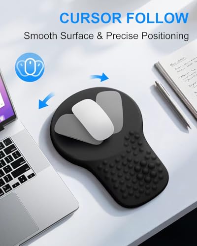 Ergonomic Mouse Pad with Wrist Rest Support, Mousepad for Carpal Tunnel Pain Relief, Memory Foam with Massage Design, Non-Slip PU Base for Office, Home, Gamming
