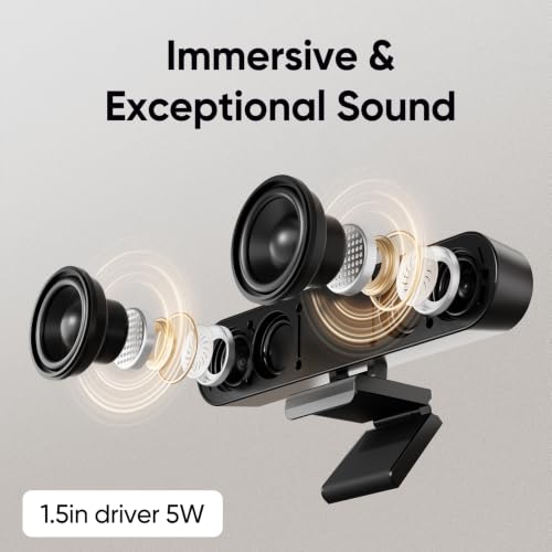 Inwa Computer Speakers with Microphone for Desktop PC, USB Wired Clip On Computer Sound Bar, Plug-n-Play Laptop Speaker w/Mic for Meeting/Gaming/Learning, Clear Audio, Easily Clamps to Monitors