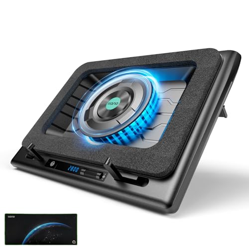 llano Gaming Laptop Cooler, V12 Laptop Cooling Pad Stand | 5.5 inch Fan, Fast Cooling Computer Laptop 15.6-19in, Adjustable Speed, Touch Control, 3-Port USB A, A Mouse Pad Included
