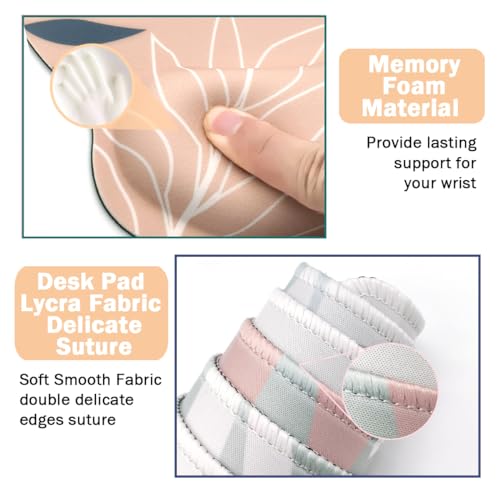 4-in-1 Gaming Mouse Pad Wrist Support Set，Desk Pad + Mouse Pad with Wrist Rest + Keyboard Wrist Rest + Coaster, Ergonomic Design for Home Office Study Game - Plant - color: 4 Pcs Plant