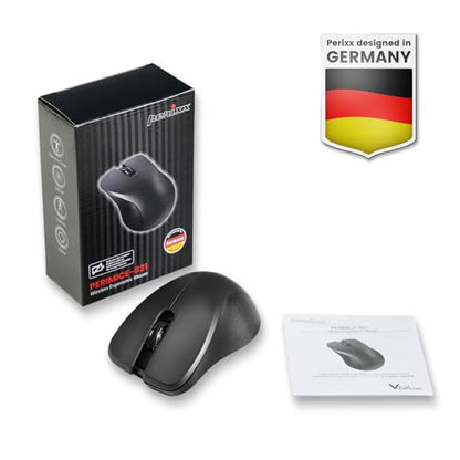 Perixx PERIMICE-821IB Wireless Bluetooth Mouse - Silent Click - Ergonomic Design - Iron Black - style: Bluetooth