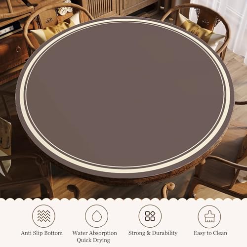 Brown Round Mahjong Mat with Carrying Bag, Anti Slip Noise Reduction Poker Card Board Tile Games Polyester Table Cover(Brown-2,35.43x35.43 in) - color: Brown-2, size: 35.43x35.43 in