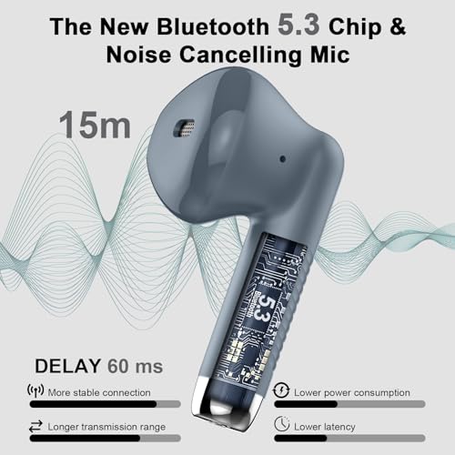 Wireless Earbuds, Bluetooth 5.4 Headphones in Ear with Noise Cancelling Mic, Bluetooth Earbuds Stereo Bass, IP7 Waterproof Sports Earphones, 32H Playtime USB C Charging Ear Buds Gray for Android iOS - color: Dark Gray