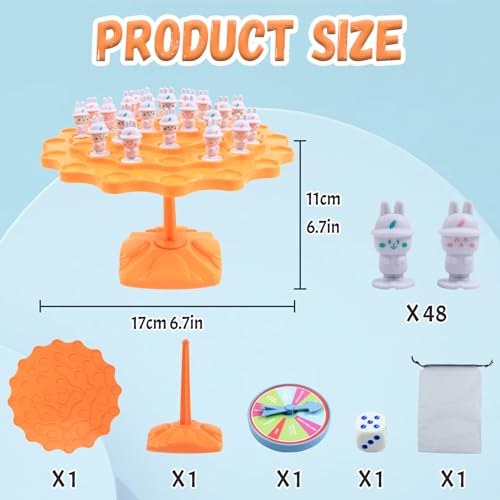 kykake Rabbit Balance Game Toys, Balance Game Tree Two-Player Parent-Child Interactive Family Tabletop Puzzle Montessori Toy,Rabbit Board for Kids and Adults (Rabbit) - style: rabbit