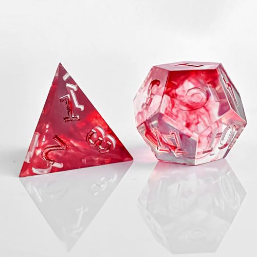 Sharp Edge DND Dice Set Dice，Resin D&D Dice Set for TTRPGs Dungeons and Dragons Gifts， MTG RPG Role Playing Gaming D and D Dice, Dungeons and Dragons D&D Dice with Box Case(Blood)