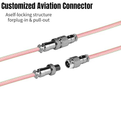 USB C Coiled Keyboard Cable - Custom 1.5ft Coil+3ft Extension Mechanical Keyboard Cable with Detachable Metal Aviator,Nylon Braided USB C to USB A for Gaming Keyboard, PC,Computer Gamer & Enthusiasts - color: Pink