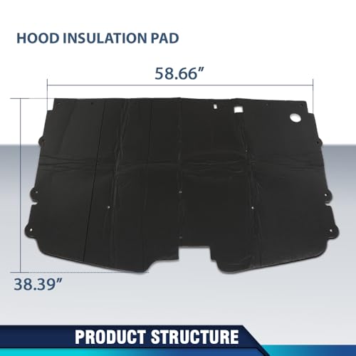PIT66 Hood Insulation Pad 1/2" with Clips Compatible with Chevy GMC C1500 C2500 C3500 and Suburban 1988-1998 - style: 1988-1998 Chevy/GMC