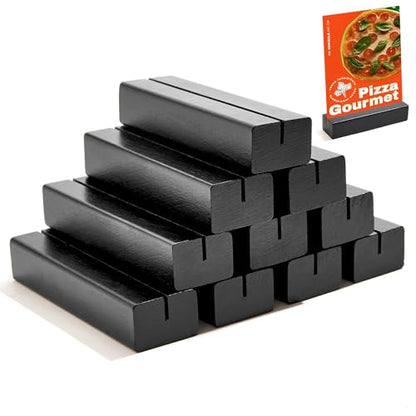 10Pcs Wooden Place Card Holders Black, Wood Photo Picture Card Holders for Weddings Banquets and Parties, Beech Table Number Holder Stands, Wood Menu Holder for Restaurants - size: 10 Pcs-Black- Slots 2mm