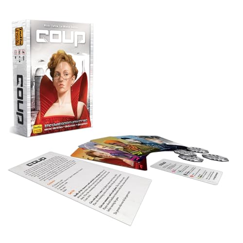 Coup Card Game by Indie Boards & Cards | Fast Bluffing and Social Deduction Strategy | Hidden Roles, Deception, and Player Interaction | Quick 15-Minute Game for 2–6 Players | Adults, Teens, Families - style: Coup (Base Game)