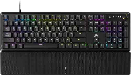 CORSAIR K70 CORE RGB Mechanical Wired Gaming Keyboard with Palmrest – Pre-Lubed MLX Red Linear Switches, SOCD, ABS Double-Shot Keycaps, Sound Dampening, Media Control Dial, QWERTY NA – Black - color: Black, style: K70 CORE w/PALMREST