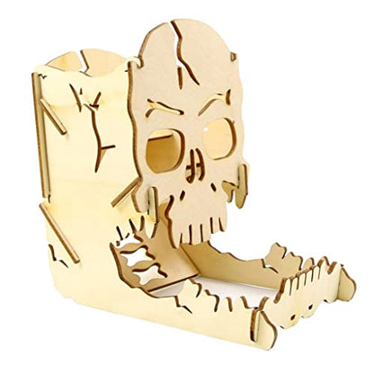 Unique Skeleton Style RPG Dice Tray Modular Dice Tumbler Box for Board Games & D&D, Wooden Carving Roll Holder Castle Dragon Design Gaming Accessories