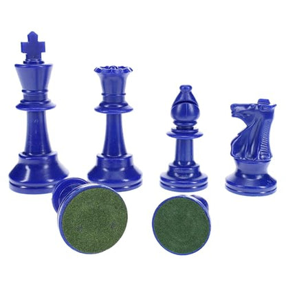 WE Games Color Bright Plastic Staunton Tournament Chess Pieces with 3.75 in. King - Half Chess Set of Chess Pieces Only, Blue - color: Blue