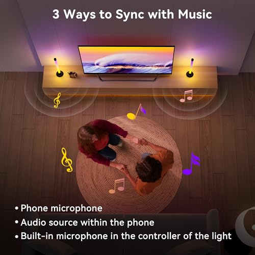 NBBUFF Led Light Bar with Music SynC Color Changing, Led Bar with App & Remote Control, RGB+IC & W Smart RGB Light Bar, USB Powered Led Lights, Dynamic PC Room Monitor Backlight Gaming, 2 Pack - size: 13 inches