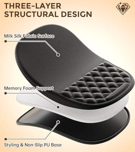 AUEDROT Ergonomic Mouse Pad with Wrist Rest 2 in 1 Mousepad with Wrist Support, Memory Foam Desk Mouse Mat with Massage Nubs & Gel PU Non-Slip Base, Suitable for Office & Gaming, Black