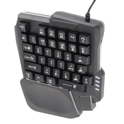 One Handed Gaming Keyboard, RGB Backlit 35 Keys Portable Mini Gaming Keypad Wide Palm Rest Wired USB Single Handed Keyboard for Computer Mobile Games